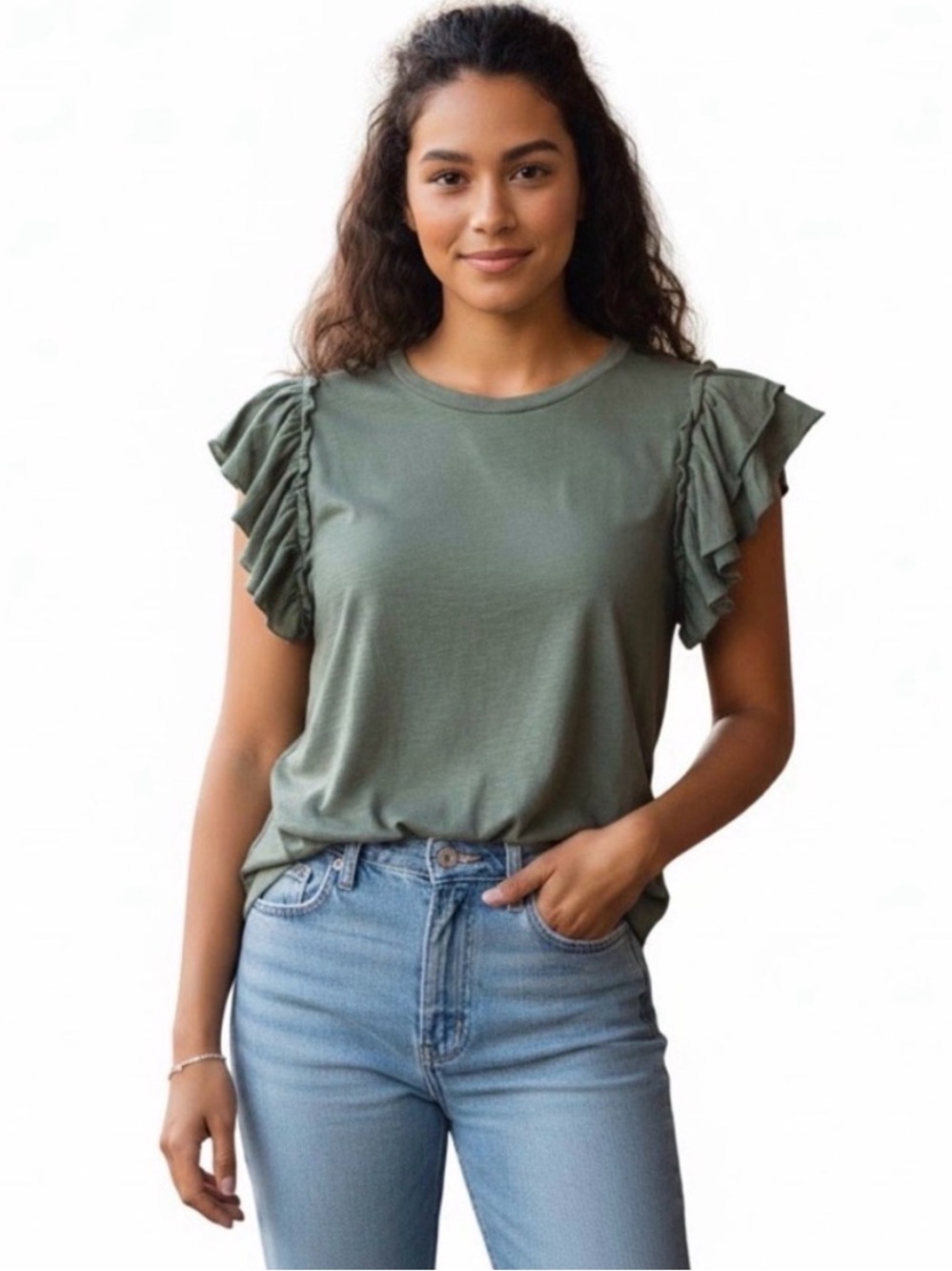 Double Flutter Sleeve Top - Picture 10 of 10